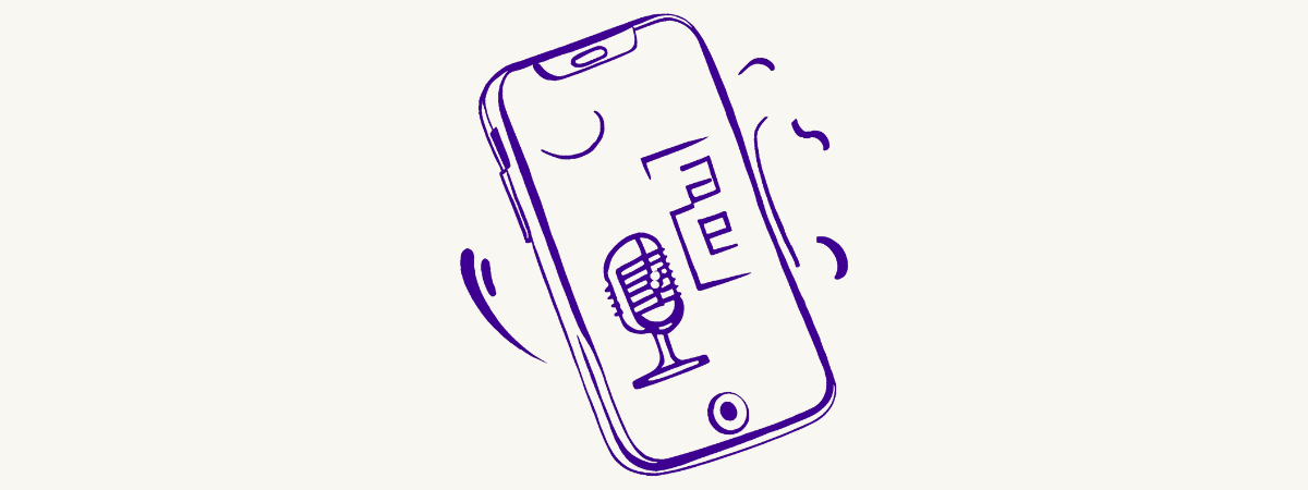 Illustration d'un téléphone portable avec un micro dessus.